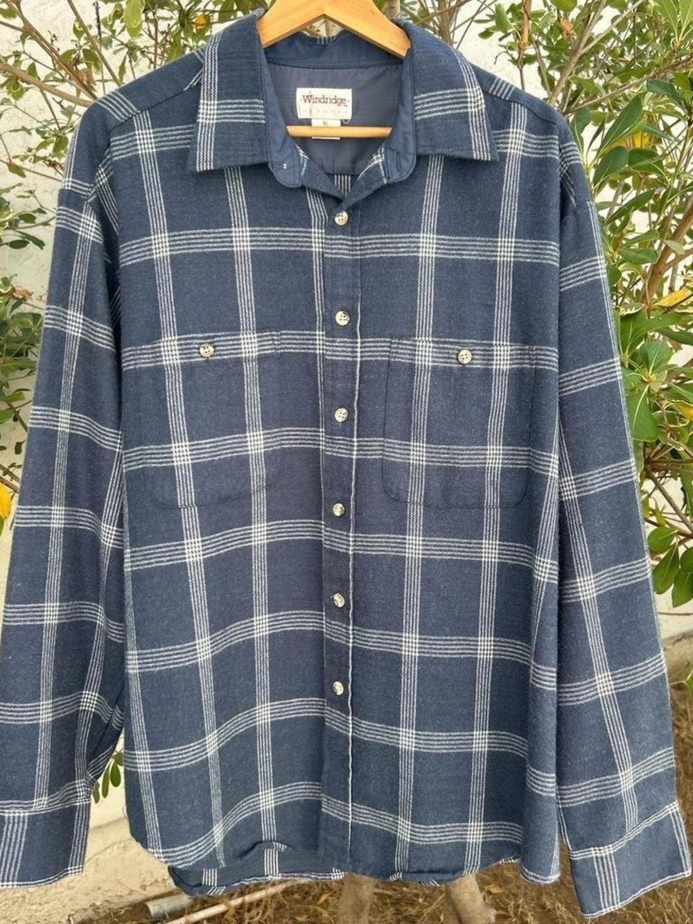 Vintage 1990s Windridge Blue Plaid Flannel Shirt Men’s XL Made Korea